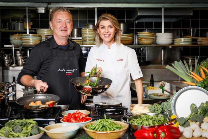 Coles ambassadors chef and restaurateur Luke Mangan and former MasterChef contestant and TV cook Courtney Roulston.