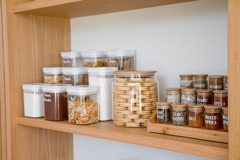 Bamboo Lid Glass Storage Pantry Jar, Kitchen Pantry Organisation